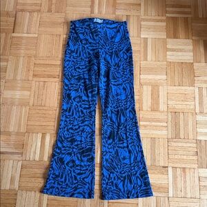 Blue and Black Patterned Flare Pants